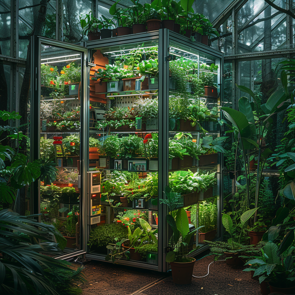 Serre avec systeme de controle climatique automatise