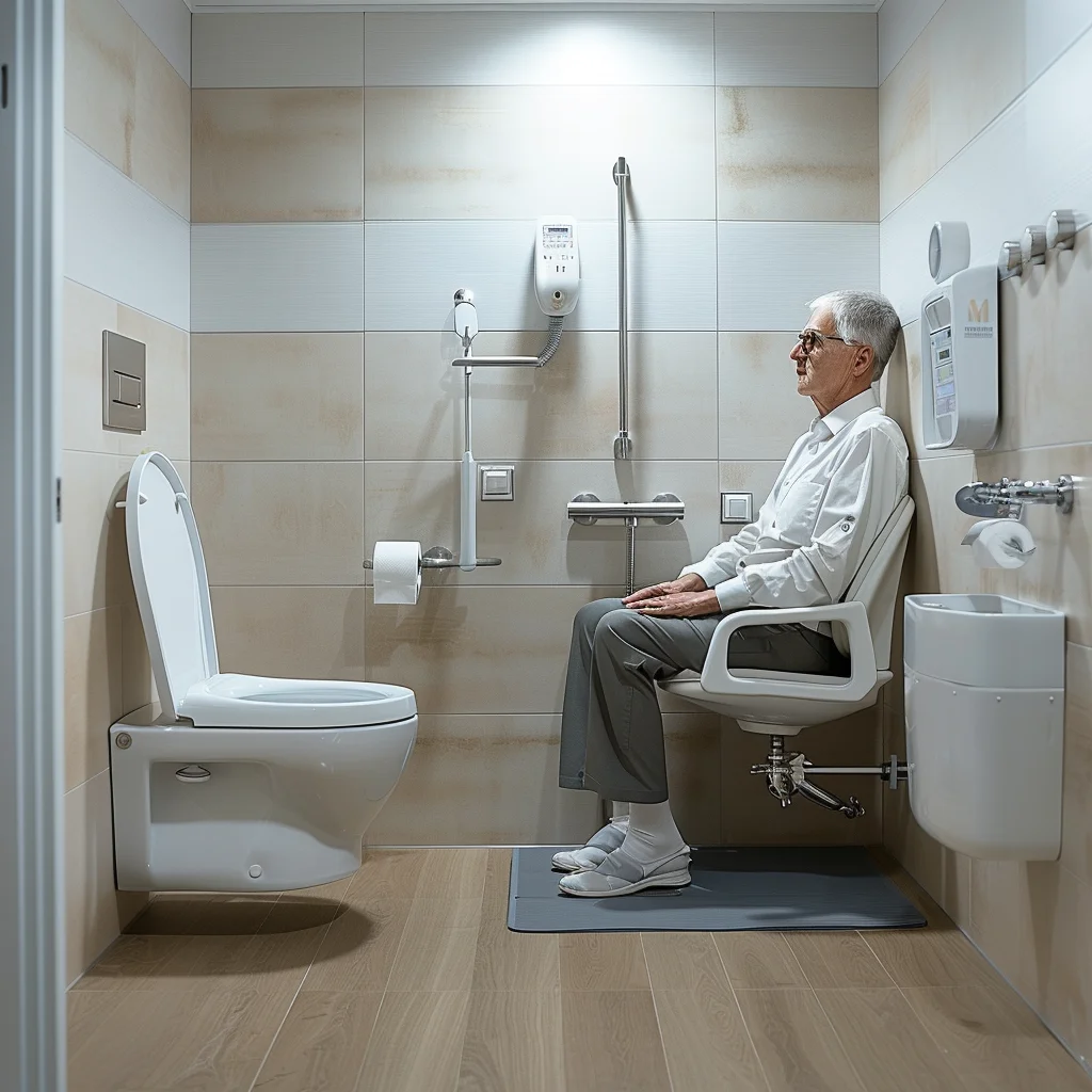 Toilette PMR avec sol anti derapant