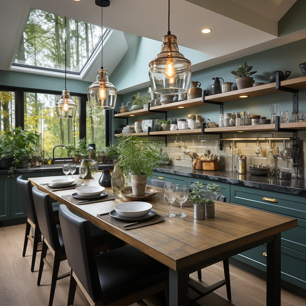 petite cuisine avec rangement en hauteur