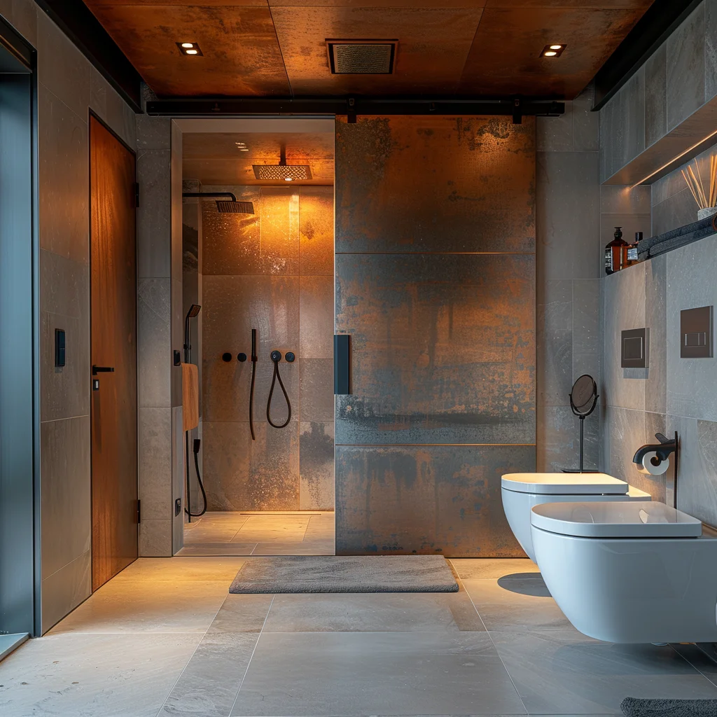 salle de bain PMR avec porte coulissante