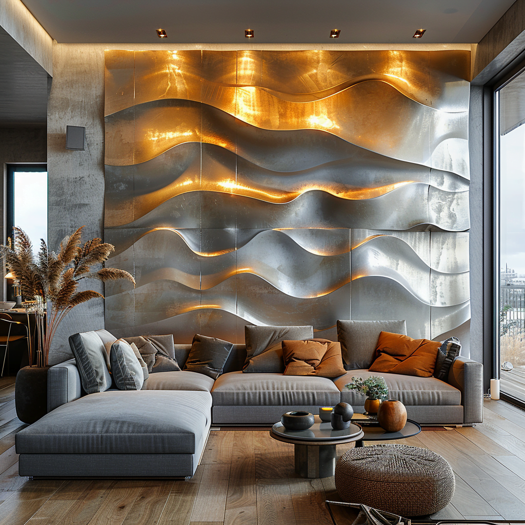 Decoration murale salon en panneaux 3D