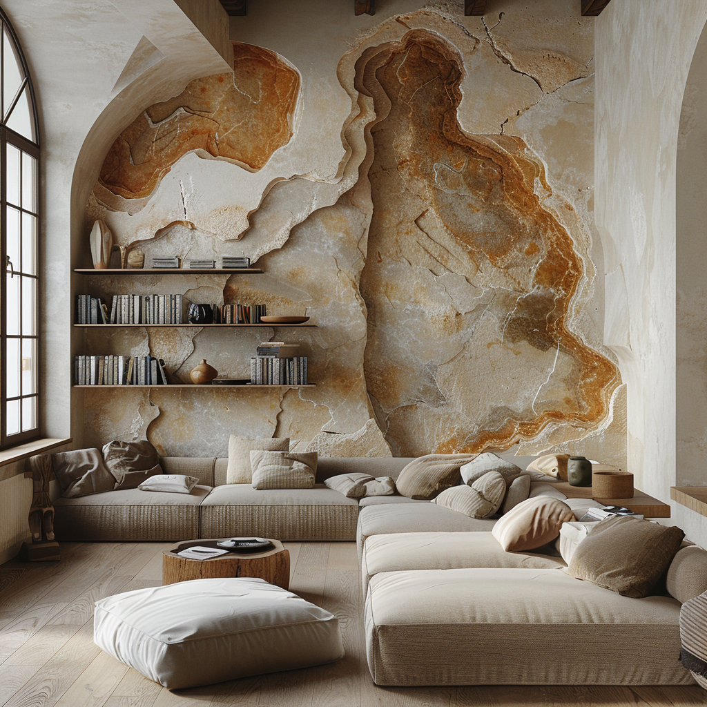 Revetement mural salon en pierres naturelles